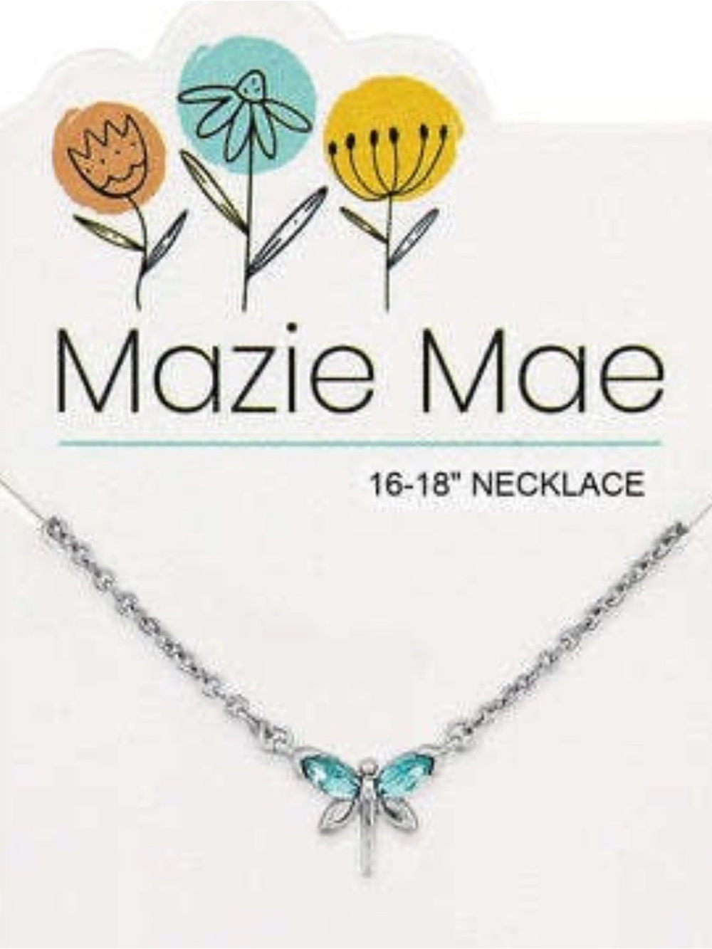Silver Dragonfly Necklace with Teal Crystals